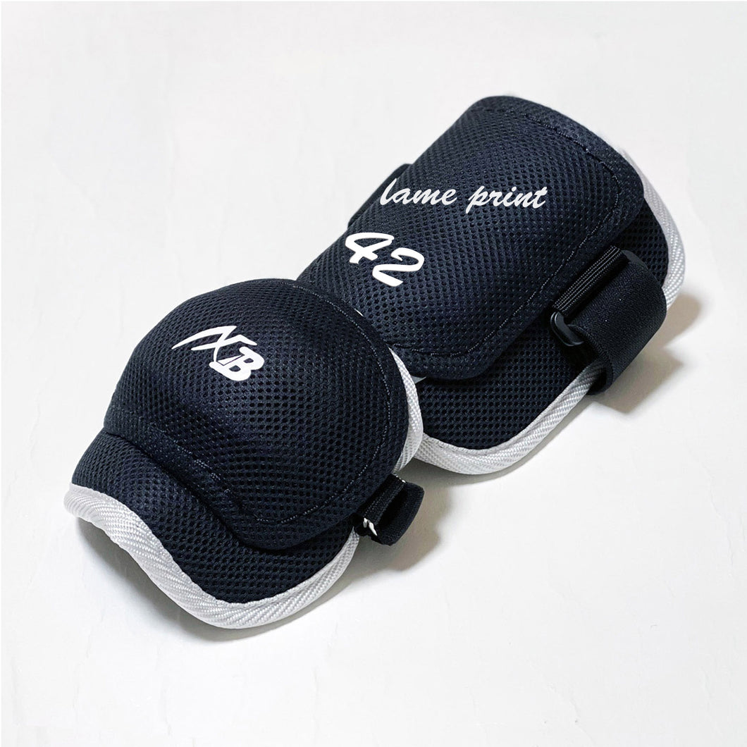 Name/ Number Printed Elbow Guard Wide Type Mesh Material Black x White