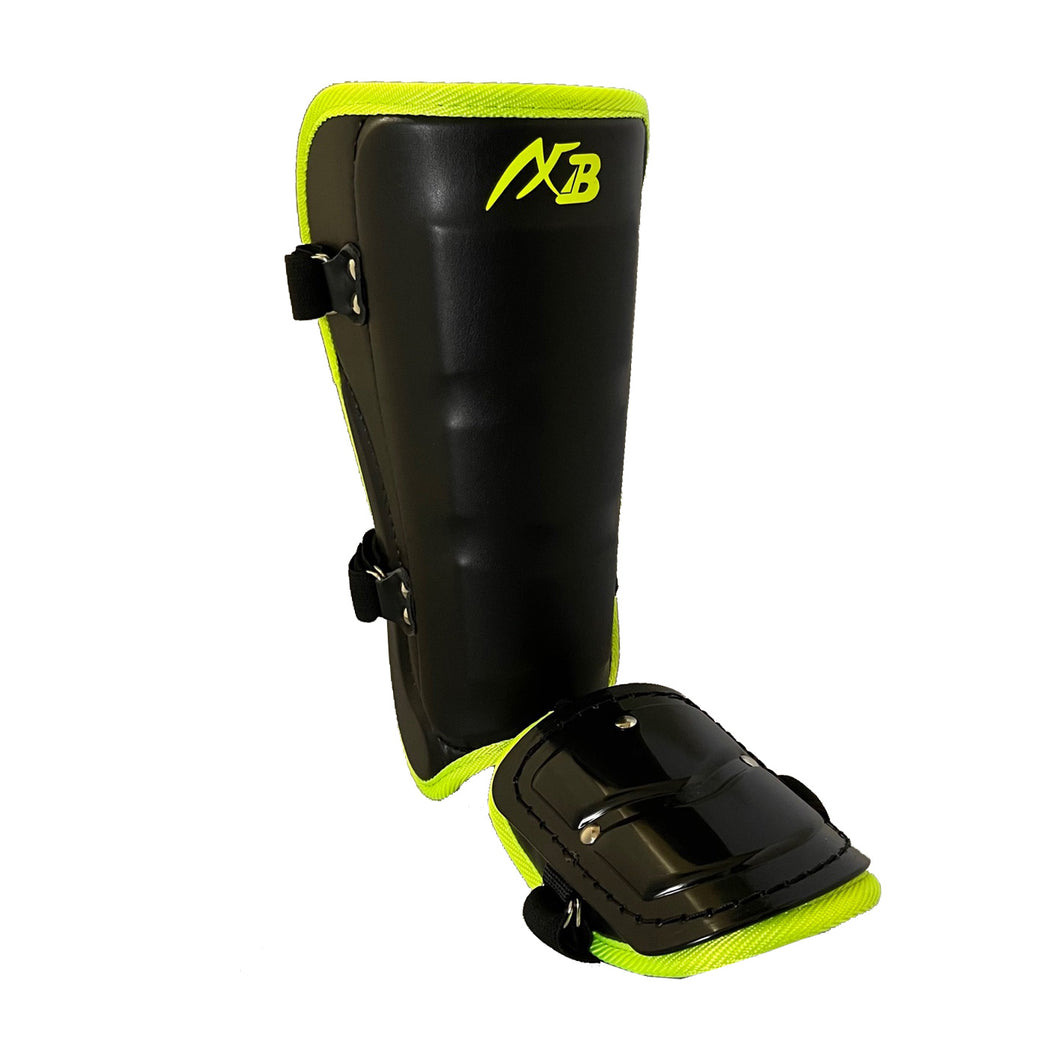 Foot guard right batters synthetic leather material black x neon yellow