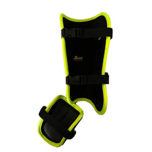 Load image into Gallery viewer, Foot guard right batters synthetic leather material black x neon yellow
